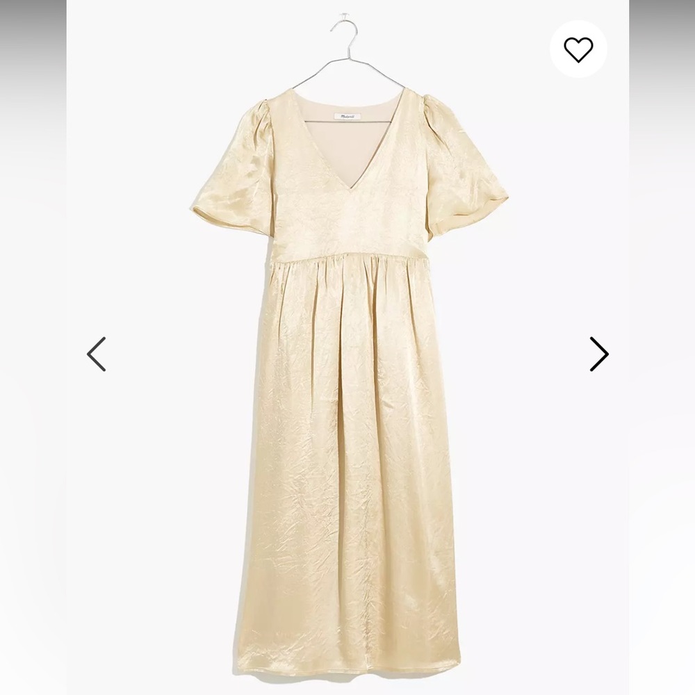 Madewell NWT Gold Puff Sleeve Midi Dress